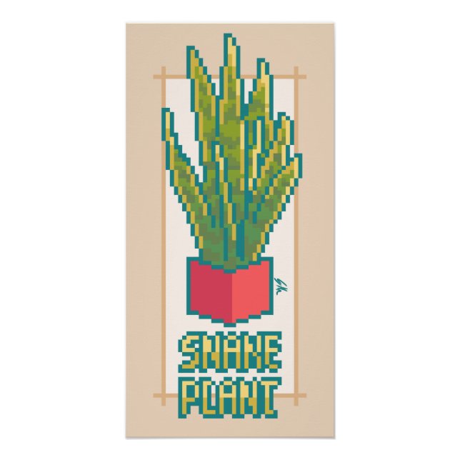 Póster Snake plant Pixel Art (Anverso)