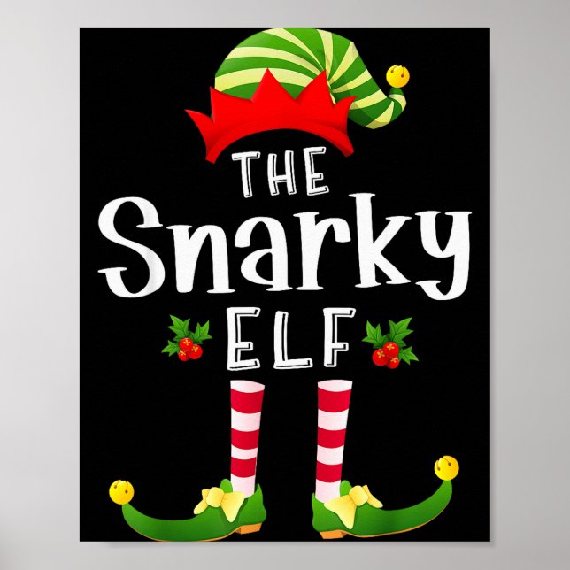 Póster Snarky Christmas Elf Matching Pajama X-mas Party  (Frente)