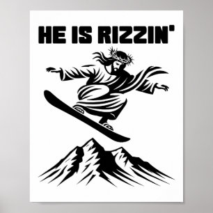 Póster Snboard Jesucristo Snowboard Rizzin' Nieve C