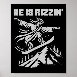Póster Snboard Jesucristo Snowboard Rizzin' Nieve C