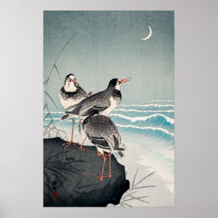 Póster Snipes en la costa por Ohara Koson (1926)