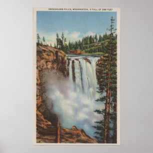 Póster Snoqualmie baja, WA - vista de caídas en la parte