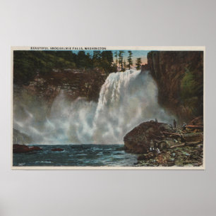 Póster Snoqualmie Falls, WA - View of Falls at Bottom