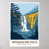 Snoqualmie Falls Washington Waterfall Vintage