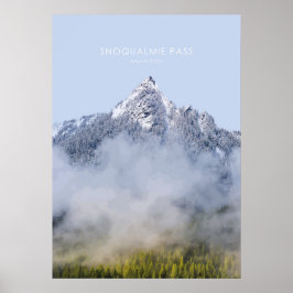 Póster Snoqualmie Pass, Ilustracion de Viajes de Washingt