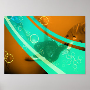 Póster snorkeler vintage