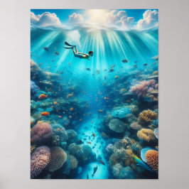 Póster Snorkeling, arrecife de coral