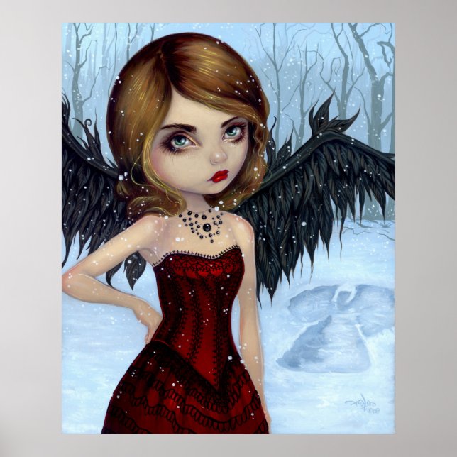 Póster Snow Angels winter fairy Art Print (Frente)