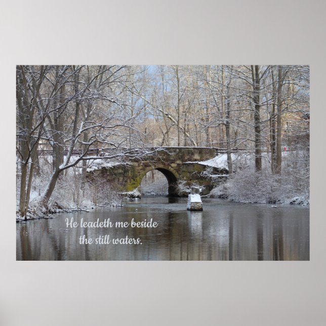 Póster Snow Bridge  He leadeth me beside the still waters (Frente)