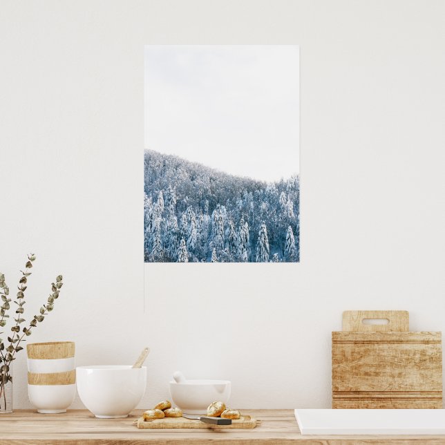 Póster Snow covered spruce winter forest (Cocina)