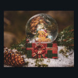 Póster Snow globe with cute Bear<br><div class="desc">bear teddy animal bears, 
pine green gold scarf, 
funny cute miniature snowglobe, 
wood shiny dome present, 
sphere crystal gift cold , 
merry xmas snowflake tree, 
ball happy white celebration, 
glass globe holiday decoration, 
snow winter christmas, 
teddy bear animal bears, </div>