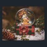 Póster Snow globe with cute Bear<br><div class="desc">bear teddy animal bears, 
pine green gold scarf, 
funny cute miniature snowglobe, 
wood shiny dome present, 
sphere crystal gift cold , 
merry xmas snowflake tree, 
ball happy white celebration, 
glass globe holiday decoration, 
snow winter christmas, 
teddy bear animal bears, </div>