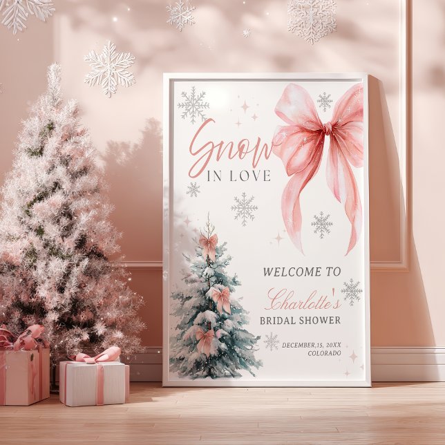Póster Snow in Love Winter Wonderland Bridal Shower (Snow in Love Winter Wonderland Bridal Shower Poster)