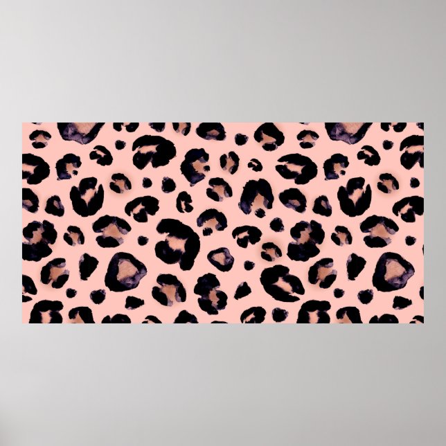 Póster Snow Leopard gris negro beige fondo sin costuras. (Frente)