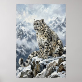 Póster Snow Leopard Totem Wall Art – Fine Art Wildlife Pr