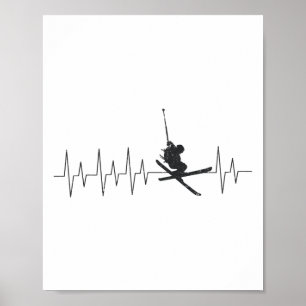 Póster Snow Ski Heartbeat