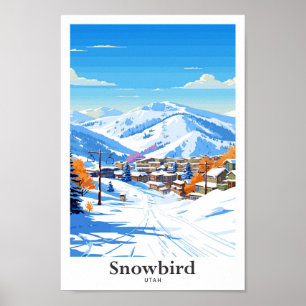 Póster Snowbird Utah USA Viaje Ilustracion Vintage