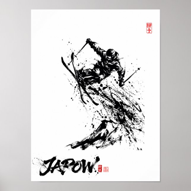 Póster Snowboard Brush Art - Skier Jump (Frente)