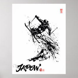 Póster Snowboard Brush Art - Skier Jump