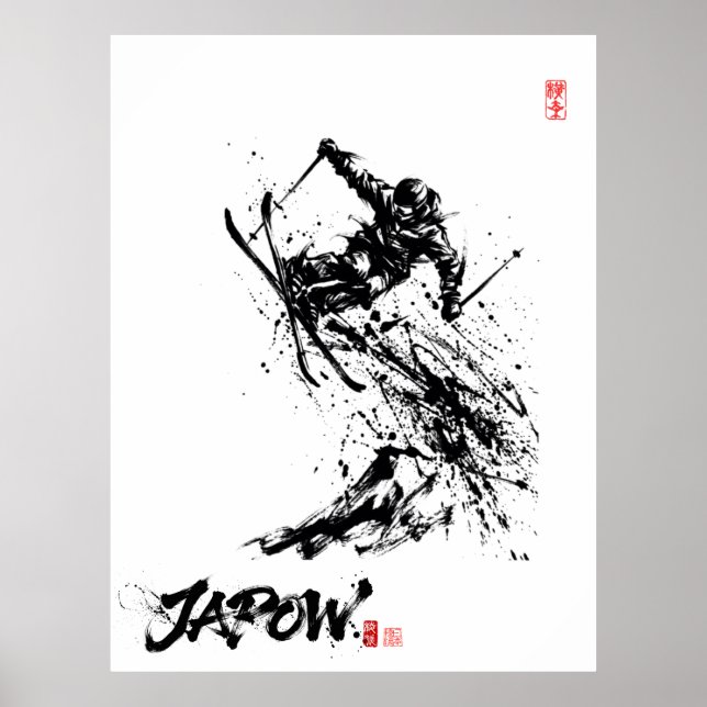 Póster Snowboard Brush Art - Skier Jump (Frente)