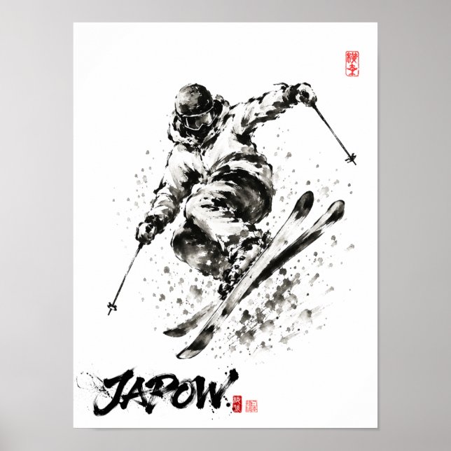 Póster Snowboard Brush Art - Skier light (Frente)
