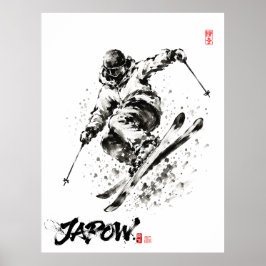 Póster Snowboard Brush Art - Skier light