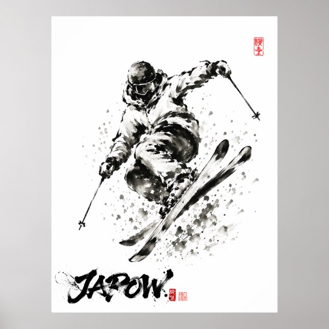 Póster Snowboard Brush Art - Skier light (Frente)