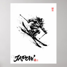 Póster Snowboard Brush Art - Skier Women