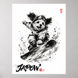 Póster Snowboard Brush Art - Snowboarder Dog ポスター