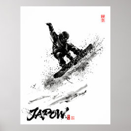 Póster Snowboard Brush Art - Snowboarder Grab