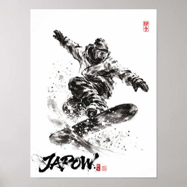 Póster Snowboard Brush Art - Snowboarder light (Frente)