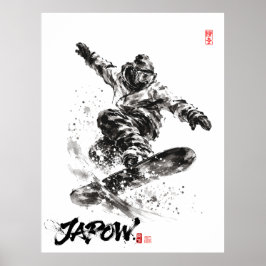 Póster Snowboard Brush Art - Snowboarder light