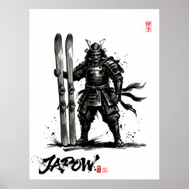 Póster Snowboard Brush Art - Standing Samurai Ski