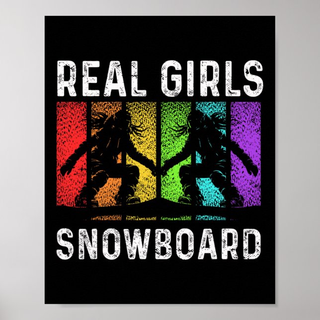 Póster Snowboard Chicas Retro Retro Retro Real de Snowboa (Frente)