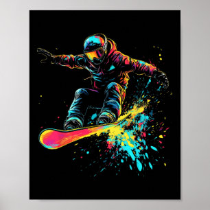 Póster Snowboard Color Paint Splash Snowboard Downhi
