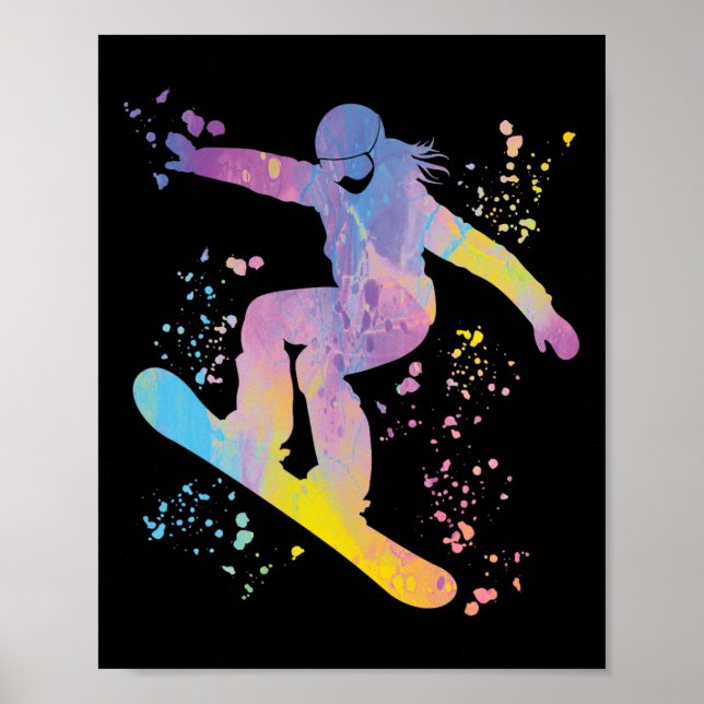 Póster Snowboard Colorful Snowboard Snowboard &# (Frente)