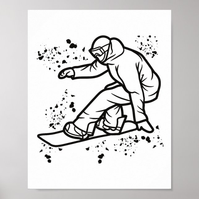 Póster Snowboard Colorful Snowboard Snowboard &# (Frente)