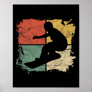 Póster Snowboard cuadrado regalo de silueta retro snowboa