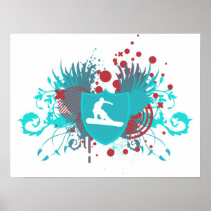 Póster snowboard de alta fidelidad