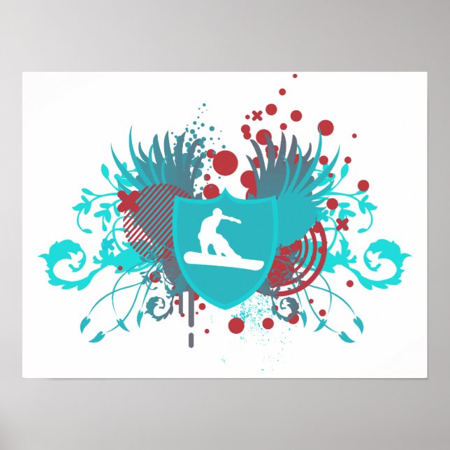 Póster snowboard de alta fidelidad (Frente)