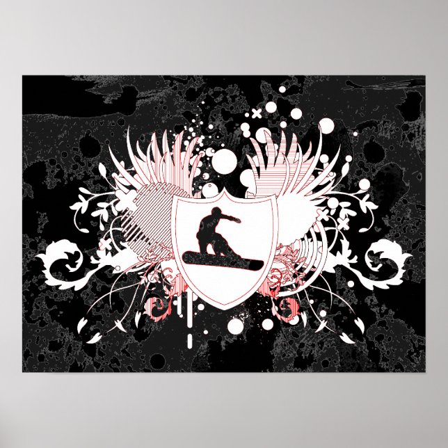 Póster snowboard de alta fidelidad (Frente)