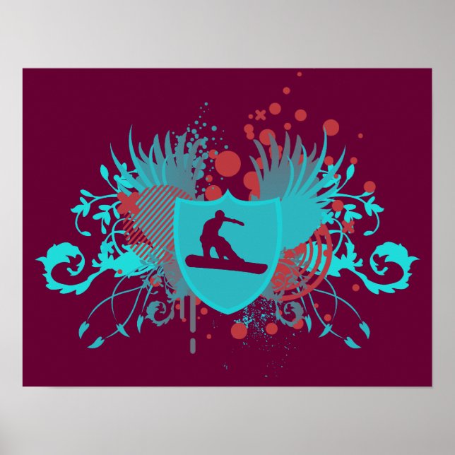 Póster snowboard de alta fidelidad (Frente)