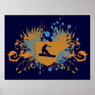 Póster snowboard de alta fidelidad