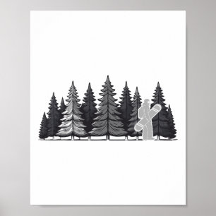 Póster Snowboard de árbol de pino vintage - Snowboard Gua