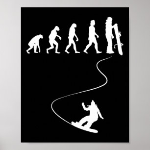 Póster Snowboard de evolución simple dibujada