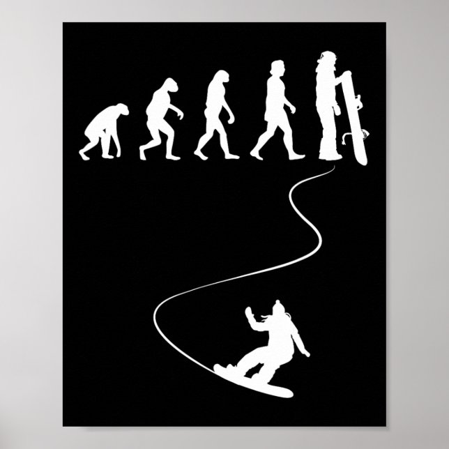 Póster Snowboard de evolución simple dibujada (Frente)