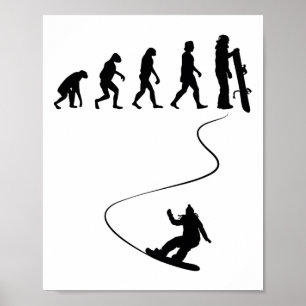 Póster Snowboard de evolución simple dibujado 1