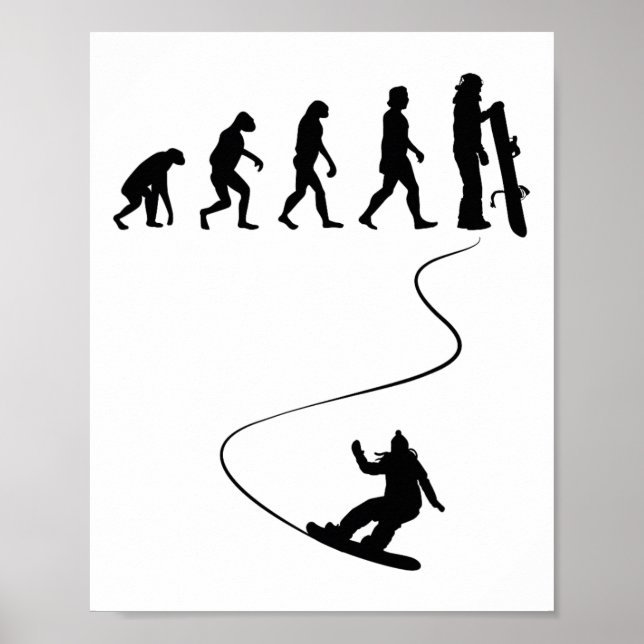 Póster Snowboard de evolución simple dibujado 1 (Frente)