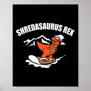 Póster Snowboard Dinosaur Funny Snowboard Kid Regalo
