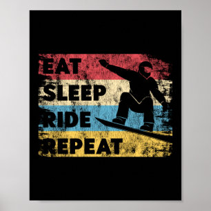 Póster Snowboard Eat Sleep Ried Repetir Retro Vintage
